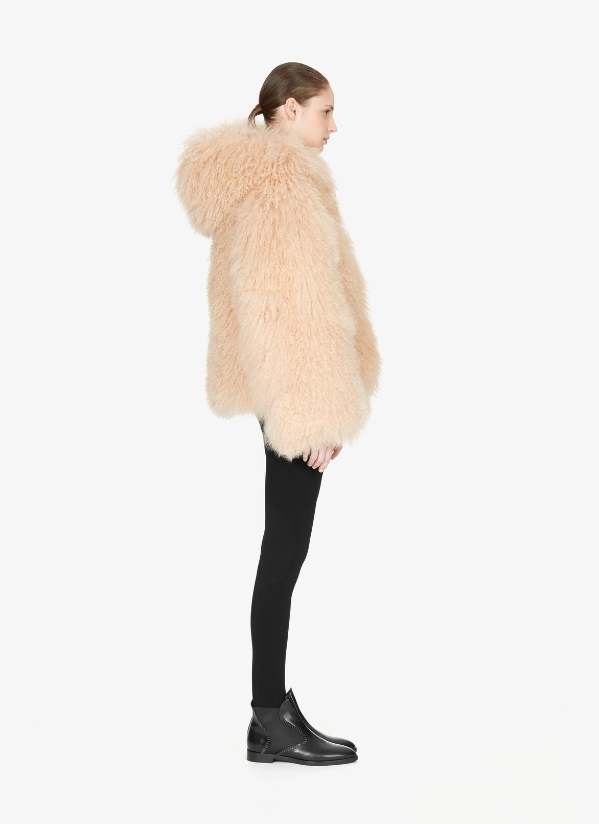 Mongolia Lambskin Hooded Jacket ALAÏA BEIGE MONGOLIA LAMBSKIN HOODED JACKET